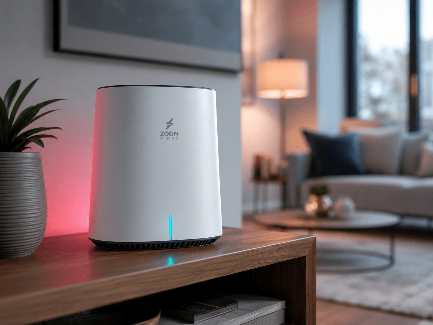 The included ZoomFiber managed WiFi router